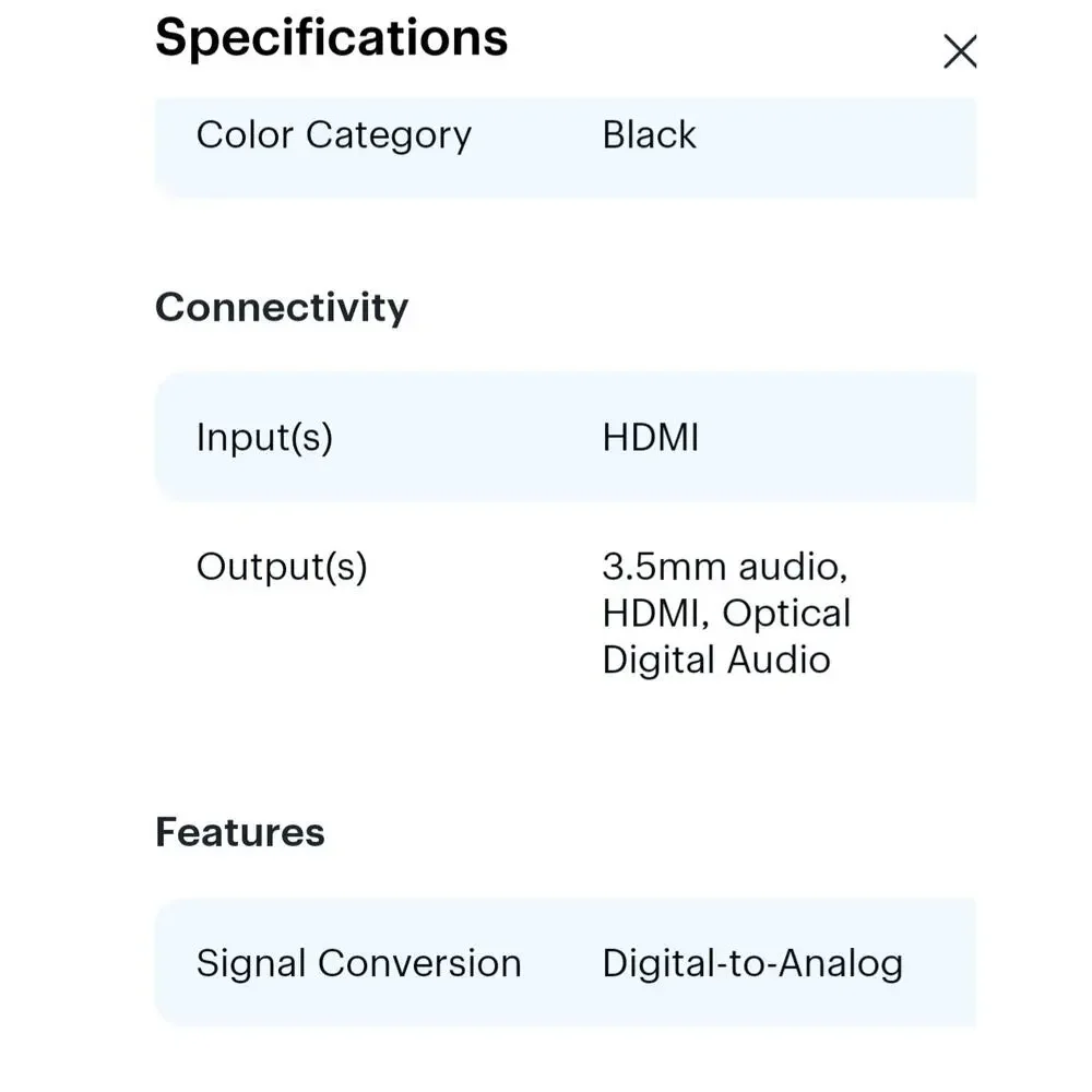 Insignia HDMI Audio Extractor with 4K@60Hz/ HDR Support Black